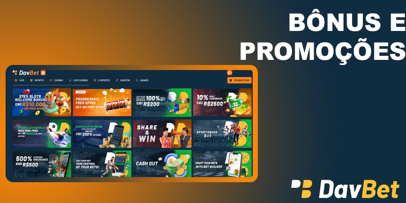 Bônus e códigos promocionais disponíveis na DavBet